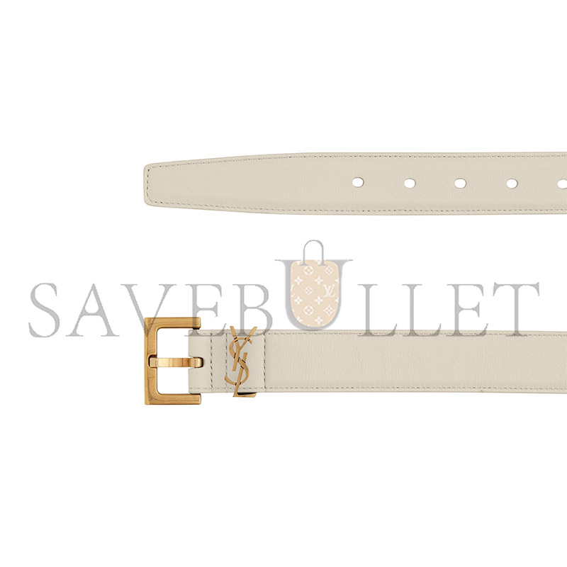 YSL CASSANDRE BELT WITH SQUARE BUCKLE IN SHINY BOX SAINT LAURENT LEATHER 634437BOO0W9207